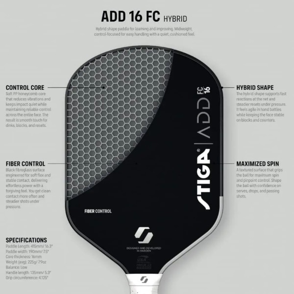 Фото - Ракетка для пиклбола Stiga ADD FC 16 Hybrid (3201-0512-02)
